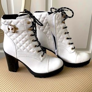 GUESS White Combat Boots
